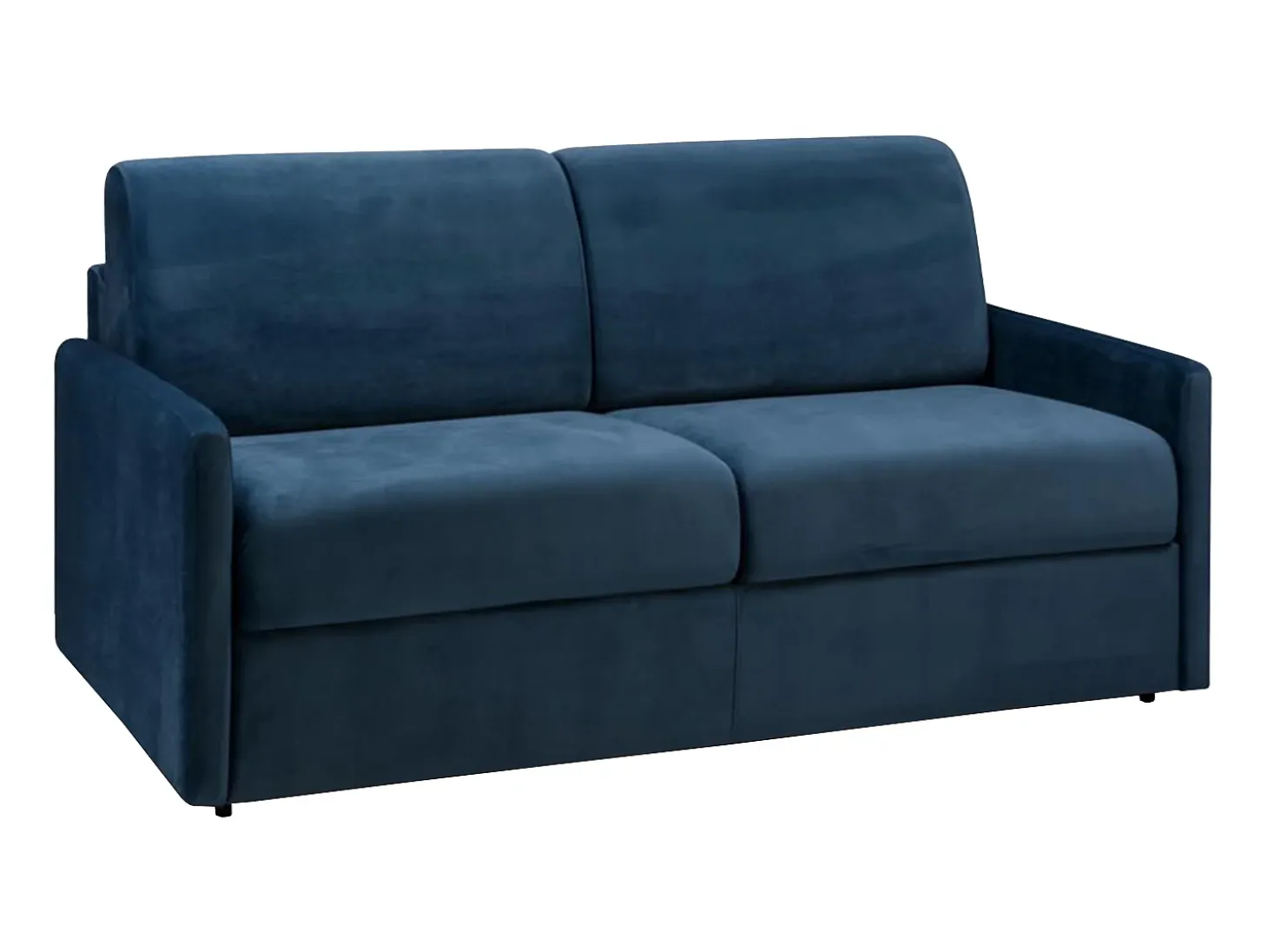Sofá-cama de 3 lugares abertura express veludo azul CALIFE