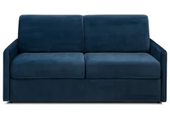 Sofá-cama de 3 lugares abertura express veludo azul CALIFE