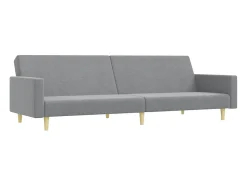 Sofá-cama de 2 lugares c/ apoio de pés tecido cinzento-claro