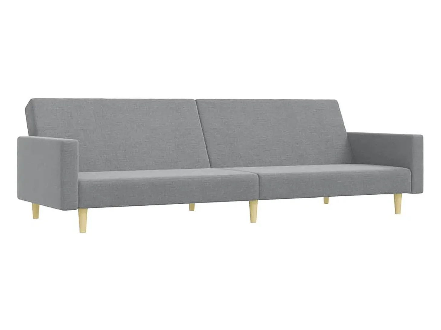 Sofá-cama de 2 lugares c/ apoio de pés tecido cinzento-claro