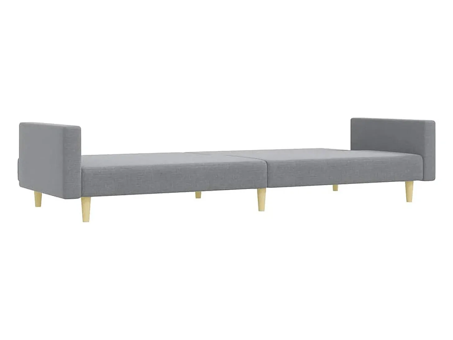 Sofá-cama de 2 lugares c/ apoio de pés tecido cinzento-claro
