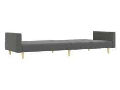 Sofá-cama de 2 lugares c/ apoio de pés tecido cinzento-escuro