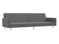 Sofá-cama de 2 lugares c/ apoio de pés tecido cinzento-escuro
