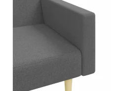 Sofá-cama de 2 lugares c/ apoio de pés tecido cinzento-escuro