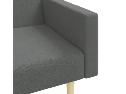 Sofá-cama de 2 lugares c/ apoio de pés tecido cinzento-escuro