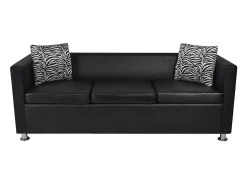 Sofá-cama de 3 lugares cama de hóspedes conversível sofá-cama para sala de estar sofá-cama dobrável para uso interno/externo couro sintético preto 02_0020106