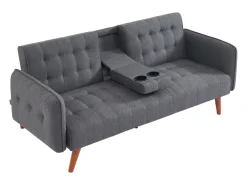Sofá-cama de 3 lugares cinza com mesa central rebatível INVERNESS