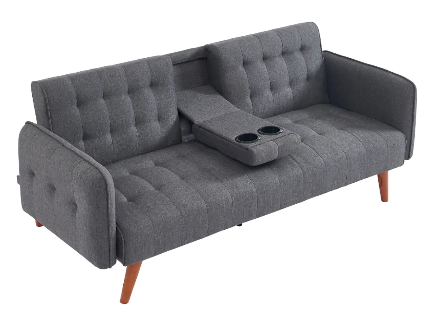 Sofá-cama de 3 lugares cinza com mesa central rebatível INVERNESS