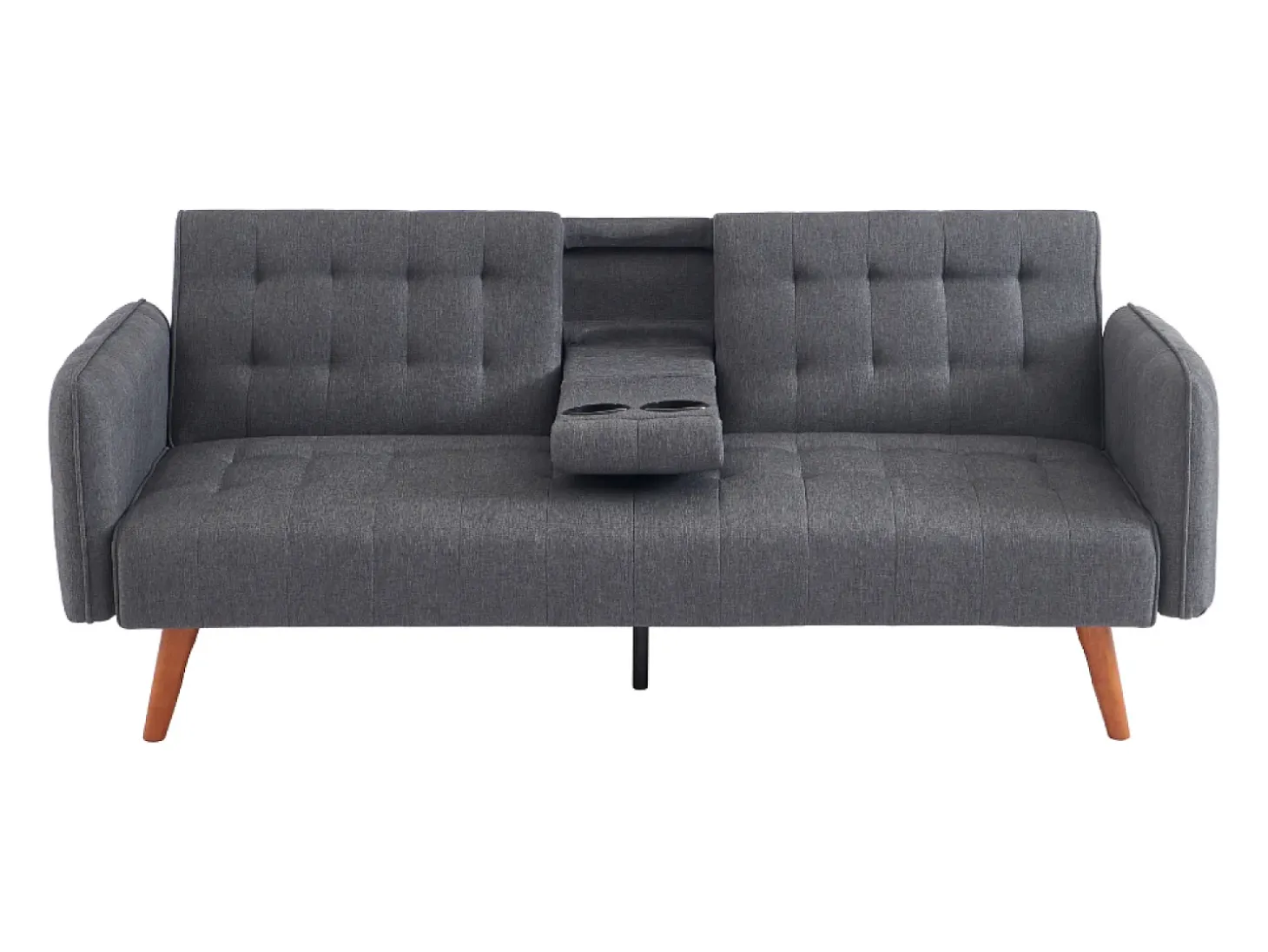 Sofá-cama de 3 lugares cinza com mesa central rebatível INVERNESS