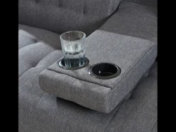Sofá-cama de 3 lugares cinza com mesa central rebatível INVERNESS