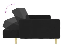 Sofá-cama de 2 lugares com apoio de pés tecido preto