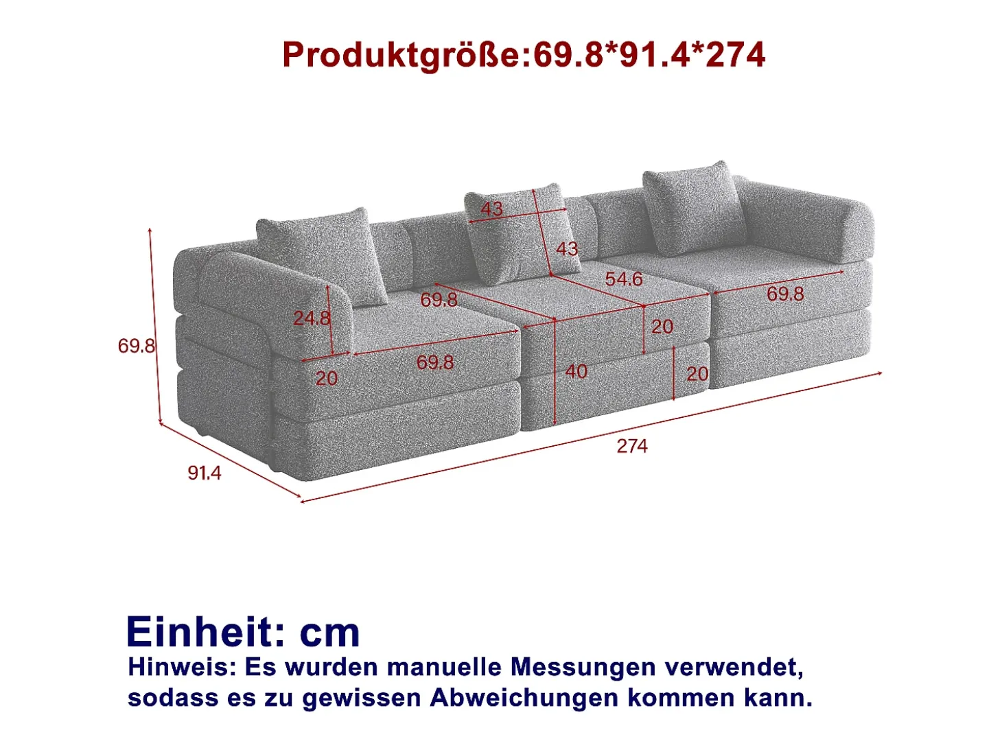 Sofá-cama de 3 lugares com conversão rápida em tecido chenille preto - Várias combinações