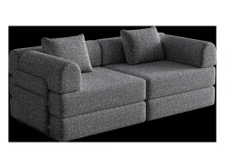 Sofá-cama de 2 lugares com conversão rápida em tecido chenille cinzento - Várias combinações