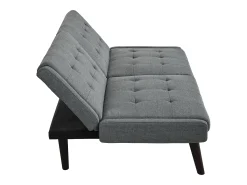 Sofá-cama de 2 lugares com conversão rápida - Encosto reclinável em 5 posições - Tecido de linho cinzento