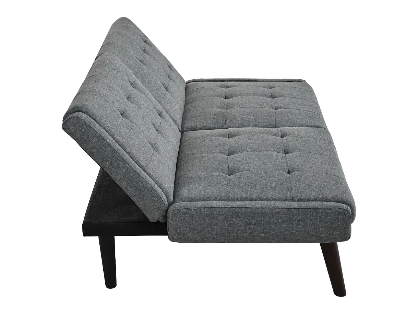Sofá-cama de 2 lugares com conversão rápida - Encosto reclinável em 5 posições - Tecido de linho cinzento