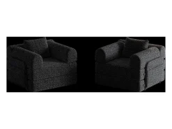 Sofá-cama de 2 lugares com conversão rápida em tecido chenille preto - Várias combinações