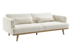 Sofá-cama de 3 lugares convertível clic-clac em tecido bouclé branco ESME