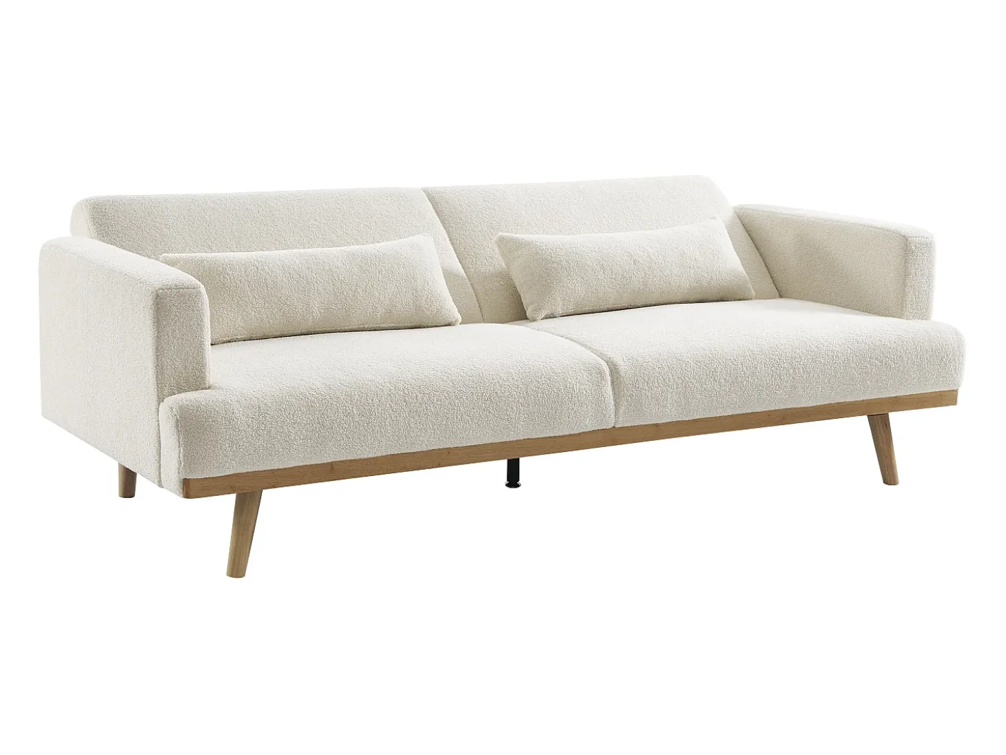 Sofá-cama de 3 lugares convertível clic-clac em tecido bouclé branco ESME