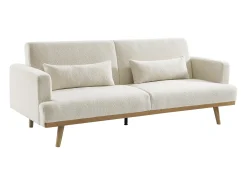 Sofá-cama de 3 lugares convertível clic-clac em tecido bouclé branco ESME
