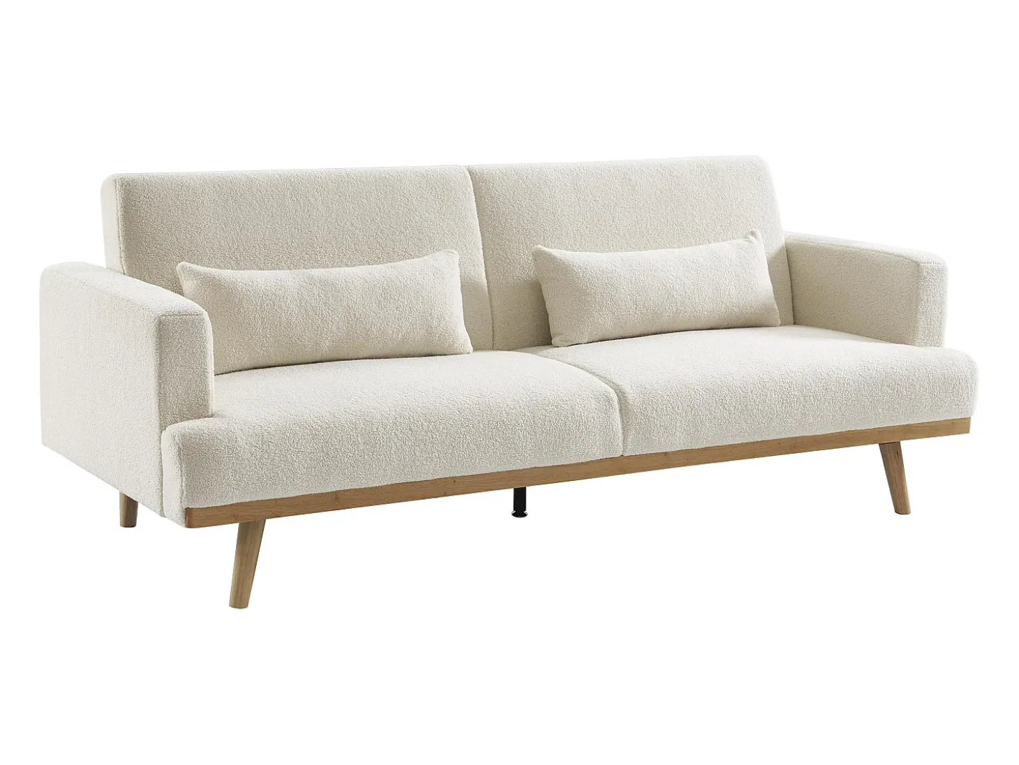 Sofá-cama de 3 lugares convertível clic-clac em tecido bouclé branco ESME