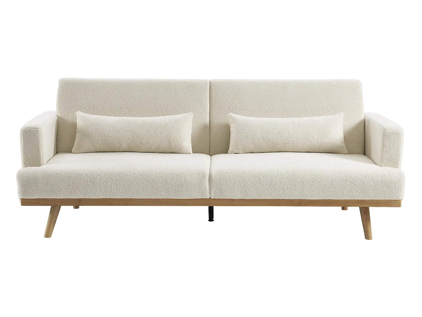 Sofá-cama de 3 lugares convertível clic-clac em tecido bouclé branco ESME