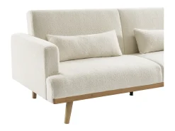 Sofá-cama de 3 lugares convertível clic-clac em tecido bouclé branco ESME