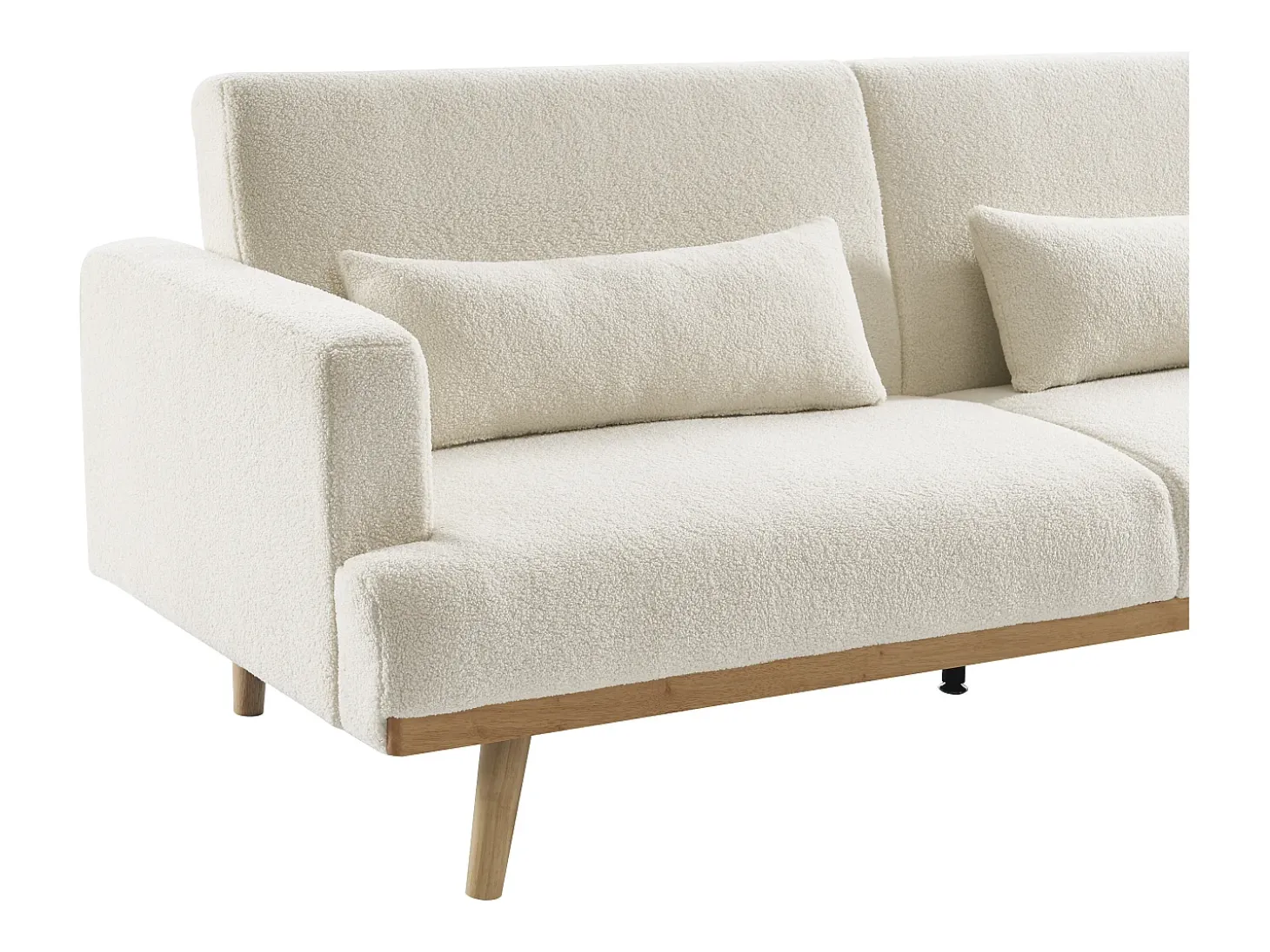 Sofá-cama de 3 lugares convertível clic-clac em tecido bouclé branco ESME