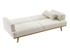 Sofá-cama de 3 lugares convertível clic-clac em tecido bouclé branco ESME