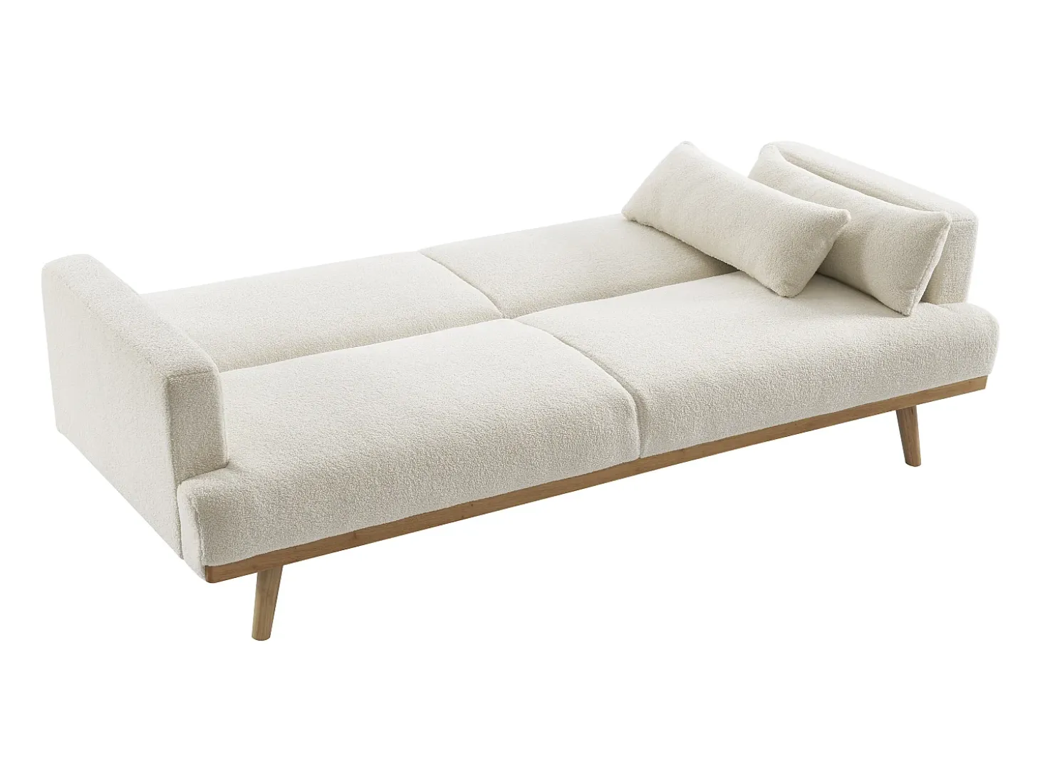 Sofá-cama de 3 lugares convertível clic-clac em tecido bouclé branco ESME