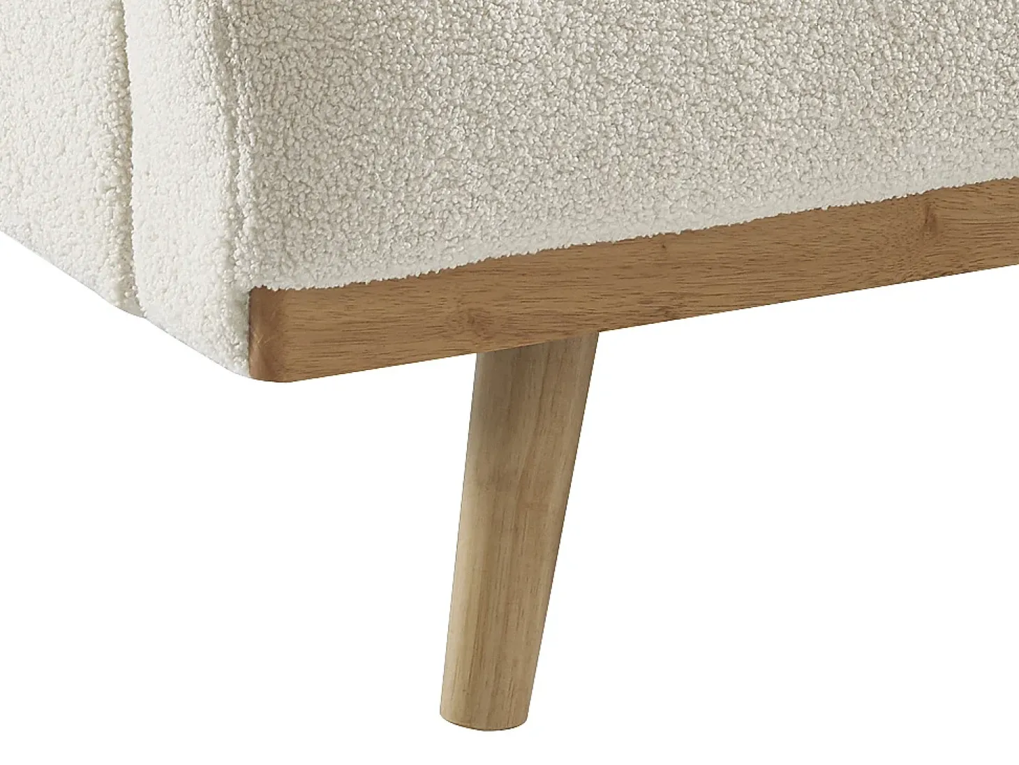 Sofá-cama de 3 lugares convertível clic-clac em tecido bouclé branco ESME