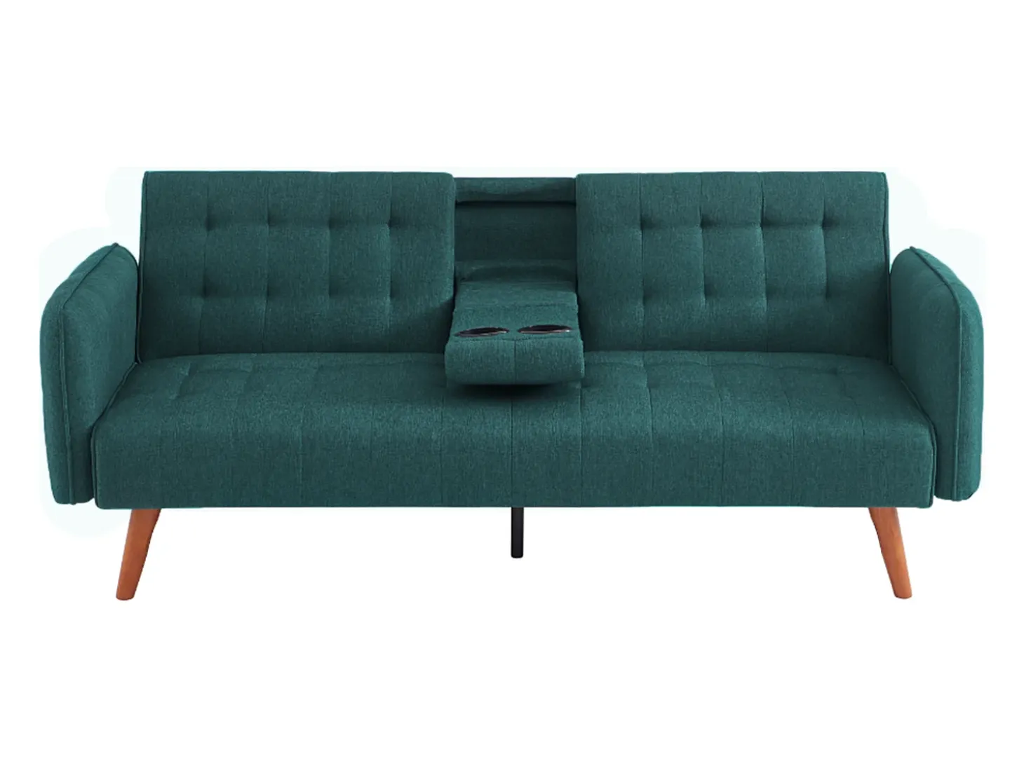 Sofá-cama de 3 lugares conversível verde com mesa central rebatível INVERNESS