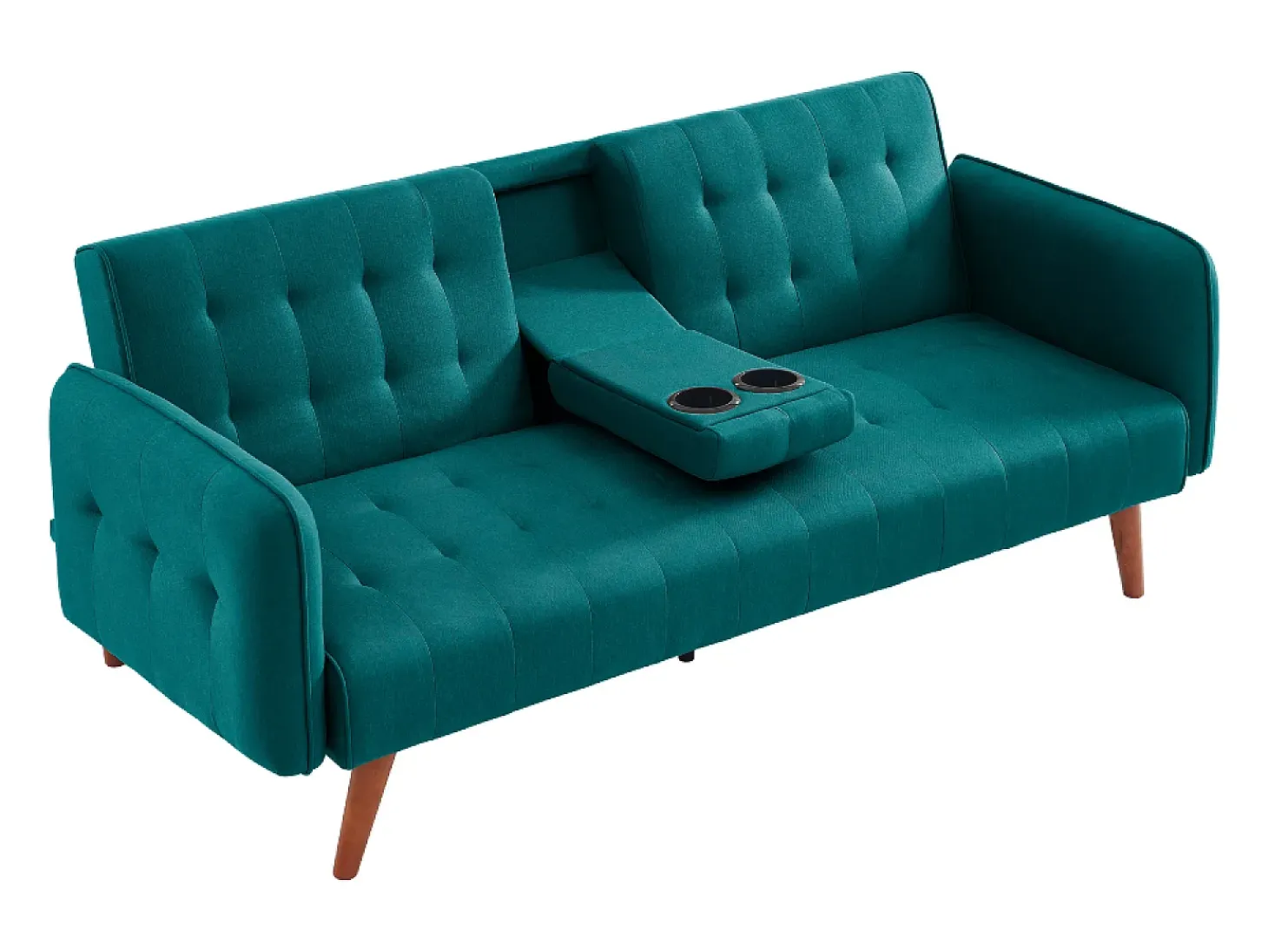 Sofá-cama de 3 lugares conversível verde com mesa central rebatível INVERNESS