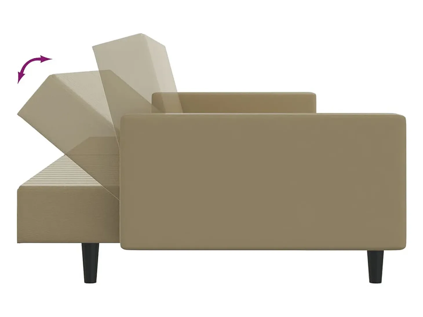 Sofá-cama de 2 lugares couro artificial cappuccino