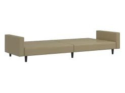 Sofá-cama de 2 lugares couro artificial cappuccino