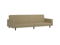 Sofá-cama de 2 lugares couro artificial cappuccino