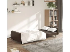 Sofá-cama de 2 lugares couro artificial castanho PT422595