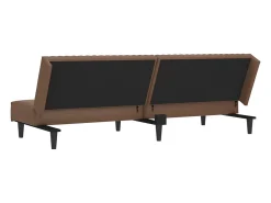 Sofá-cama de 2 lugares couro artificial castanho