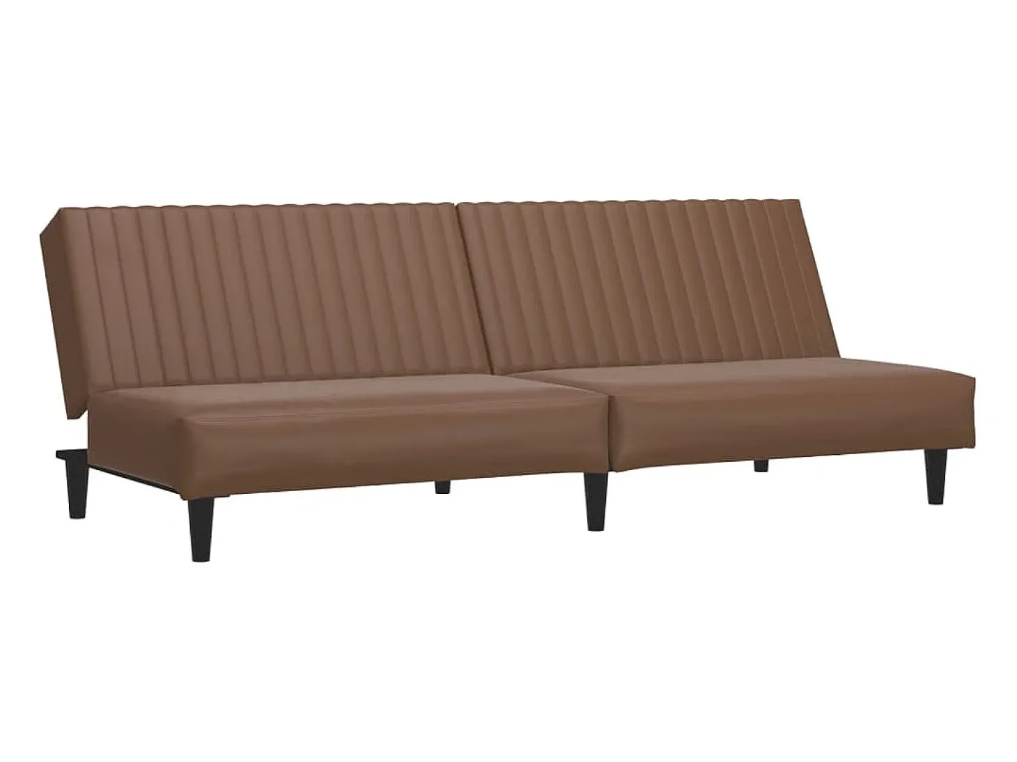 Sofá-cama de 2 lugares couro artificial castanho