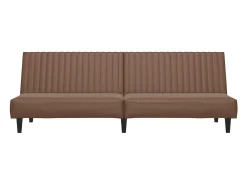 Sofá-cama de 2 lugares couro artificial castanho