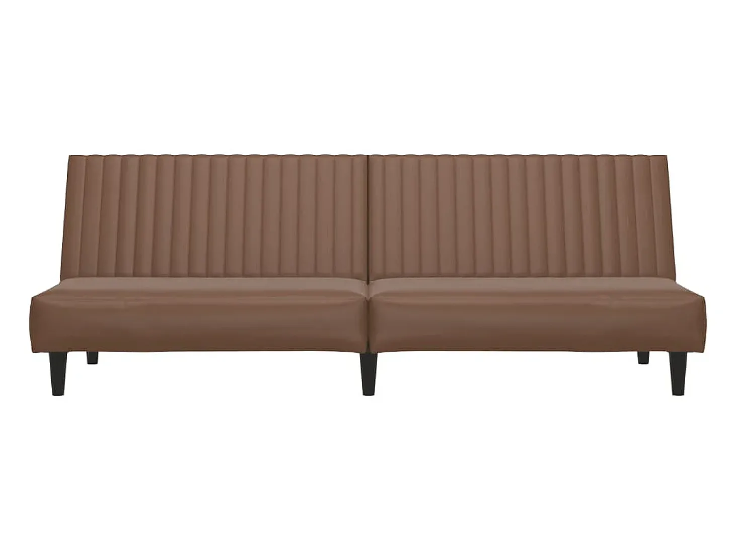 Sofá-cama de 2 lugares couro artificial castanho