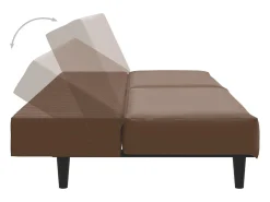 Sofá-cama de 2 lugares couro artificial castanho