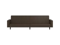 Sofá-cama de 2 lugares couro artificial castanho