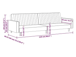 Sofá-cama de 2 lugares couro artificial castanho