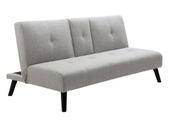 Sofá-cama de 3 lugares em tecido cinza claro com mesa CLOSIPA