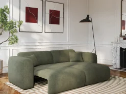 Sofá-cama de 4 lugares em tecido mesclado verde POGNI da Maison Céphy