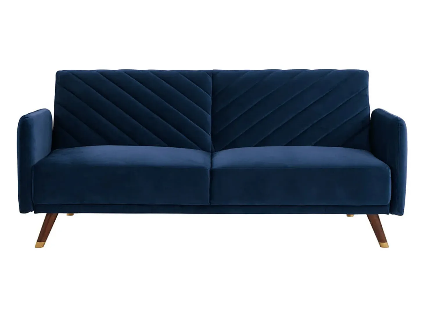 Sofá-cama de 3 lugares em veludo azul JORIS