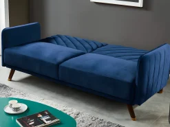 Sofá-cama de 3 lugares em veludo azul JORIS
