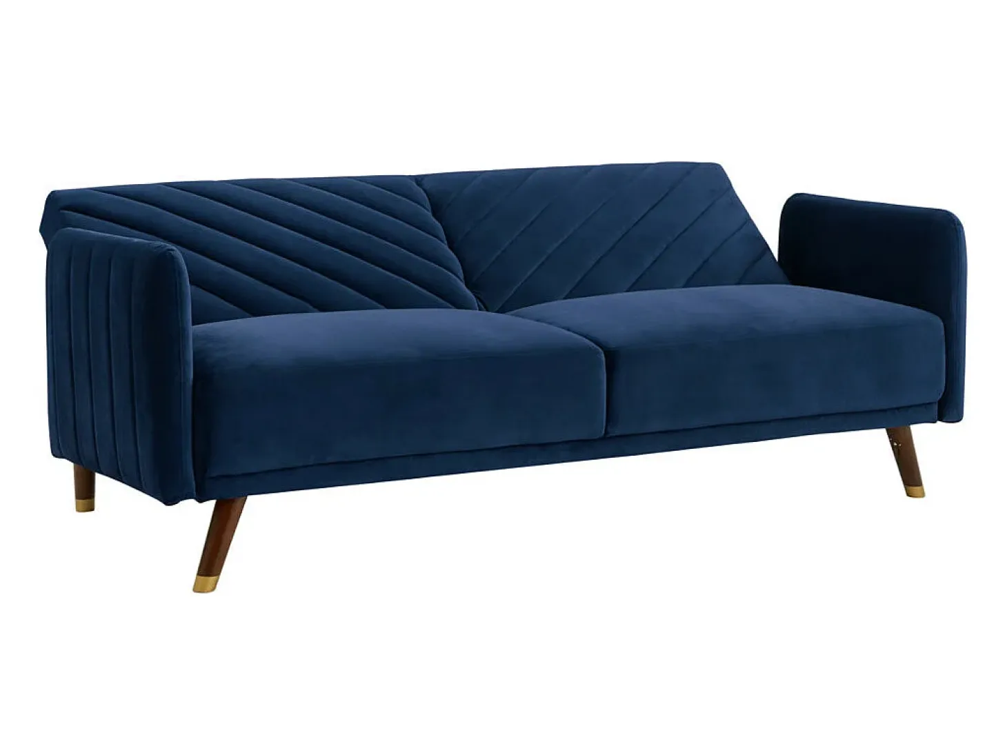 Sofá-cama de 3 lugares em veludo azul JORIS
