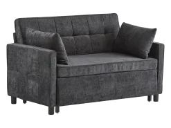 Sofá-cama de 2 lugares, sofá-cama dobrável em tecido chenille - 142 x 79/174 x 85 cm - com função sleep e encosto ajustável - Preto