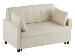 Sofá-cama de 2 lugares, sofá-cama dobrável em tecido chenille - 142 x 79/174 x 85 cm - com função sleep e encosto ajustável - Bege